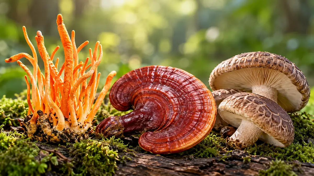 Triton MRL – Cordyceps, Reishi a Shiitake, tři druhy hub v přírodním prostředí