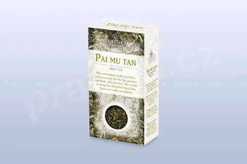 Pai Mu Tan b. č. 50 g krabička GREŠÍK, Čaje 4 světadílů